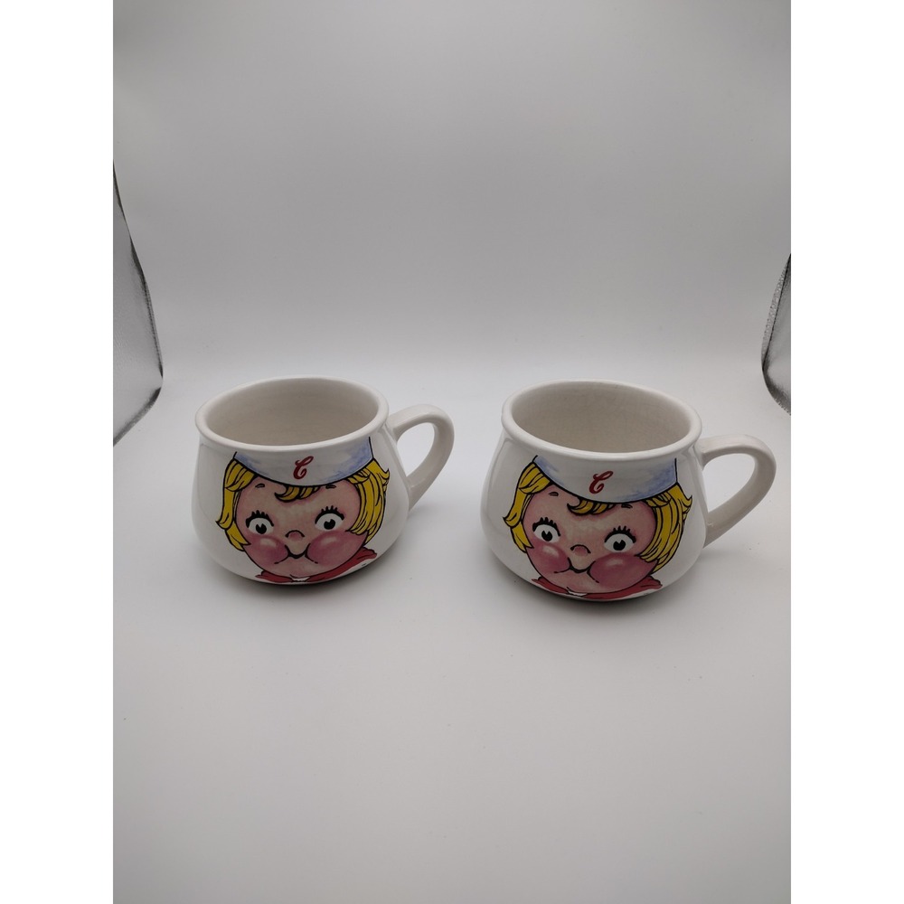 Set Of 2 Vintage Campbell Soup Mugs Kids Face Collectible 1998